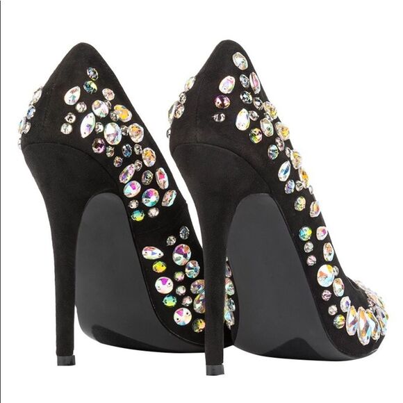 Black multi gem stone covered pump - Picture 6 of 8